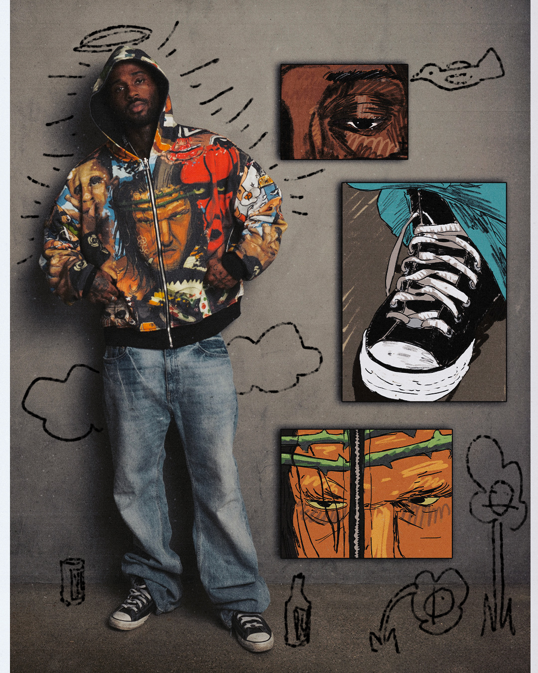 Black Reversible Hoodie